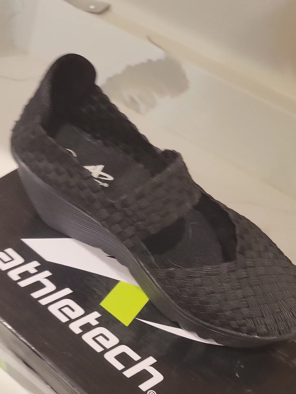Althletech Women’s Black Wedge Mary Jane Shoes Size 7